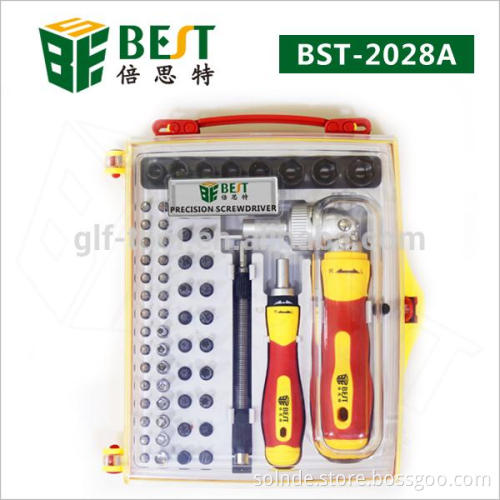 BEST-2028A 62pcs Multi-function Rapid Ratchet Hand Screwdriver Bit Sets for home usage